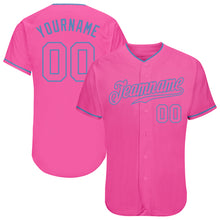 Load image into Gallery viewer, Custom Pink Pink-Light Blue Authentic Baseball Jersey