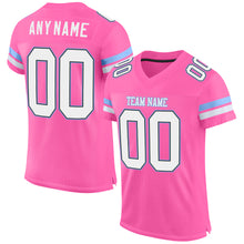 Load image into Gallery viewer, Custom Pink White-Light Blue Mesh Authentic Football Jersey