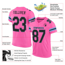 Load image into Gallery viewer, Custom Pink Black-Light Blue Mesh Authentic Football Jersey