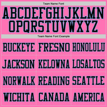 Load image into Gallery viewer, Custom Pink Black-Light Blue Mesh Authentic Football Jersey