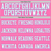 Load image into Gallery viewer, Custom Pink White-Light Blue Mesh Authentic Football Jersey