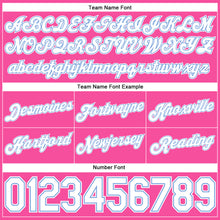 Load image into Gallery viewer, Custom Pink White Pinstripe White-Light Blue Authentic Basketball Shorts