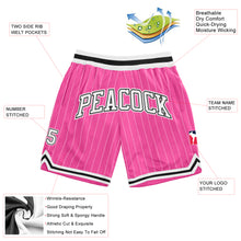Load image into Gallery viewer, Custom Pink White Pinstripe White-Black Authentic Basketball Shorts