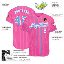 Load image into Gallery viewer, Custom Pink White Pinstripe Light Blue-White Authentic Baseball Jersey