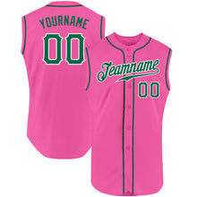 Load image into Gallery viewer, Custom Pink Kelly Green-White Authentic Sleeveless Baseball Jersey