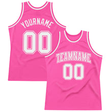 Load image into Gallery viewer, Custom Pink White Authentic Throwback Basketball Jersey
