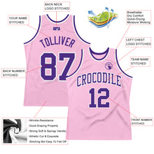 Load image into Gallery viewer, Custom Light Pink Purple-White Authentic Throwback Basketball Jersey