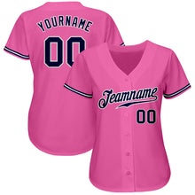 Load image into Gallery viewer, Custom Pink Navy-White Authentic Baseball Jersey