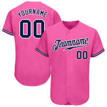 Load image into Gallery viewer, Custom Pink Navy-White Authentic Baseball Jersey
