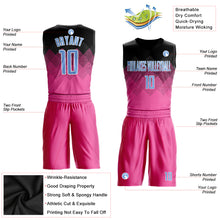 Load image into Gallery viewer, Custom Pink Light Blue Black-White Round Neck Sublimation Basketball Suit Jersey