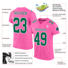 Load image into Gallery viewer, Custom Pink Kelly Green-White Mesh Authentic Football Jersey
