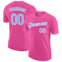 Load image into Gallery viewer, Custom Pink Light Blue-White Performance T-Shirt
