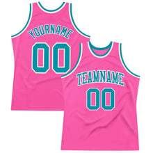 Load image into Gallery viewer, Custom Pink Teal-White Authentic Throwback Basketball Jersey
