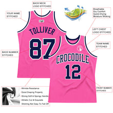 Load image into Gallery viewer, Custom Pink Navy-White Authentic Throwback Basketball Jersey