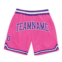Load image into Gallery viewer, Custom Pink Purple-White Authentic Throwback Basketball Shorts