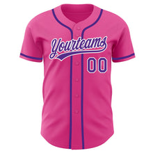 Load image into Gallery viewer, Custom Pink Purple-White Authentic Baseball Jersey