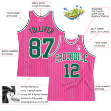 Load image into Gallery viewer, Custom Pink White Pinstripe Kelly Green-White Authentic Basketball Jersey