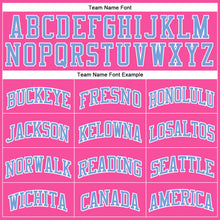 Load image into Gallery viewer, Custom Pink White Pinstripe Light Blue-White Authentic Basketball Jersey