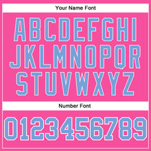 Load image into Gallery viewer, Custom Pink White Pinstripe Light Blue-White Authentic Basketball Jersey