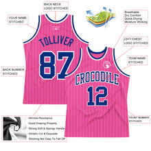 Load image into Gallery viewer, Custom Pink White Pinstripe Royal-White Authentic Basketball Jersey