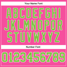 Load image into Gallery viewer, Custom Pink White Pinstripe Neon Green-White Authentic Basketball Jersey