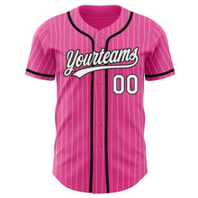 Load image into Gallery viewer, Custom Pink White Pinstripe White-Black Authentic Baseball Jersey