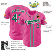 Load image into Gallery viewer, Custom Pink White Pinstripe Kelly Green Authentic Baseball Jersey