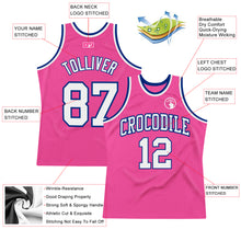 Load image into Gallery viewer, Custom Pink White-Royal Authentic Throwback Basketball Jersey