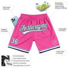 Load image into Gallery viewer, Custom Pink White Black-Light Blue Authentic Throwback Basketball Shorts