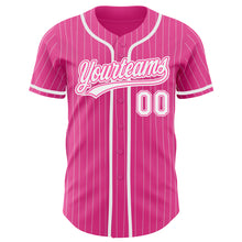 Load image into Gallery viewer, Custom Pink White Pinstripe White Authentic Baseball Jersey