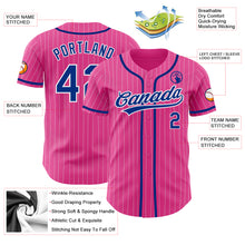 Load image into Gallery viewer, Custom Pink White Pinstripe Royal Authentic Baseball Jersey