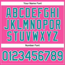 Load image into Gallery viewer, Custom Pink White Pinstripe Teal Authentic Baseball Jersey