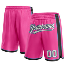 Load image into Gallery viewer, Custom Pink White Black-Light Blue Authentic Basketball Shorts