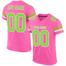 Load image into Gallery viewer, Custom Pink Neon Green-White Mesh Authentic Football Jersey