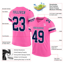 Load image into Gallery viewer, Custom Pink Navy-White Mesh Authentic Football Jersey