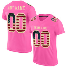 Load image into Gallery viewer, Custom Pink Vintage USA Flag-City Cream Mesh Authentic Football Jersey