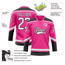 Load image into Gallery viewer, Custom Pink White-Black Hockey Lace Neck Jersey