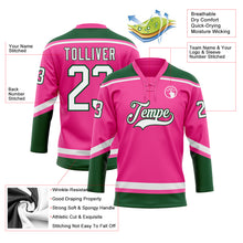 Load image into Gallery viewer, Custom Pink White-Green Hockey Lace Neck Jersey