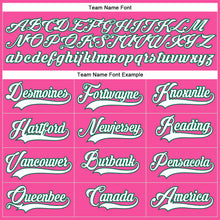 Load image into Gallery viewer, Custom Pink White-Kelly Green Hockey Lace Neck Jersey