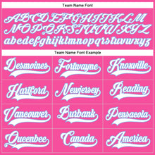 Load image into Gallery viewer, Custom Pink White-Light Blue Hockey Lace Neck Jersey