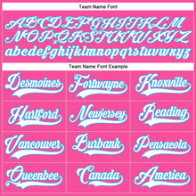 Load image into Gallery viewer, Custom Pink White-Sky Blue Hockey Lace Neck Jersey