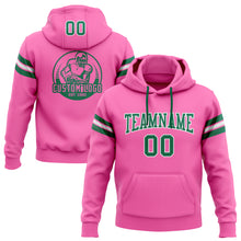 Load image into Gallery viewer, Custom Stitched Pink Kelly Green-White Football Pullover Sweatshirt Hoodie