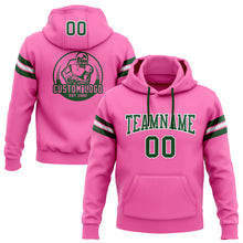 Load image into Gallery viewer, Custom Stitched Pink Green-White Football Pullover Sweatshirt Hoodie