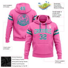 Load image into Gallery viewer, Custom Stitched Pink Teal-White Football Pullover Sweatshirt Hoodie