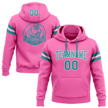 Load image into Gallery viewer, Custom Stitched Pink Teal-White Football Pullover Sweatshirt Hoodie