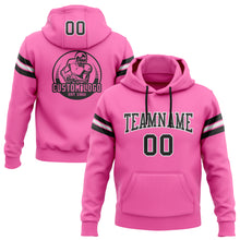 Load image into Gallery viewer, Custom Stitched Pink Black-White Football Pullover Sweatshirt Hoodie