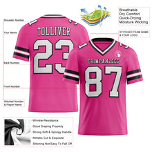 Load image into Gallery viewer, Custom Pink White-Black Authentic Football Jersey
