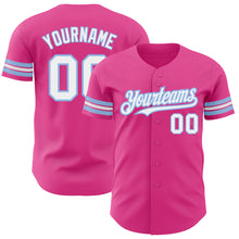 Load image into Gallery viewer, Custom Pink White-Light Blue Authentic Baseball Jersey