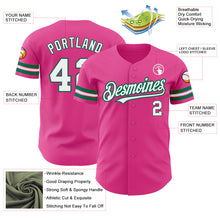 Load image into Gallery viewer, Custom Pink White-Kelly Green Authentic Baseball Jersey
