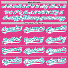 Load image into Gallery viewer, Custom Pink White-Teal Authentic Throwback Baseball Jersey